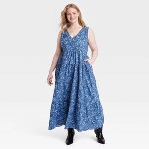 Universal Thread Blue Floral Maxi Dress